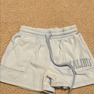 Blue Athletic Shorts with Elastic Waistband and Drawstring